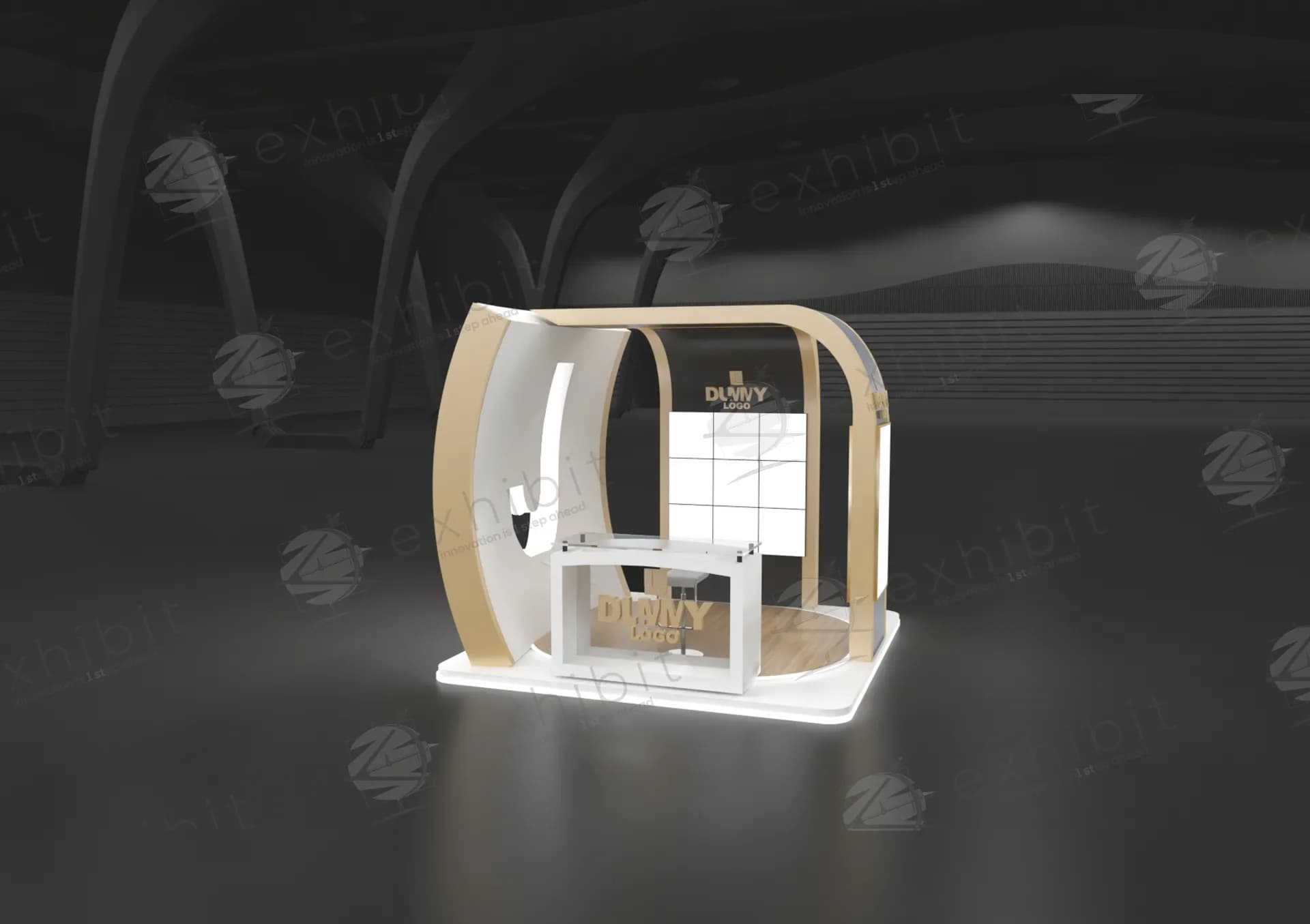 Fluid Curved Semi-Island 3x3 Booth