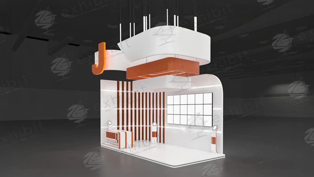 Amber Grid Curved Semi-Island 3x6 Booth