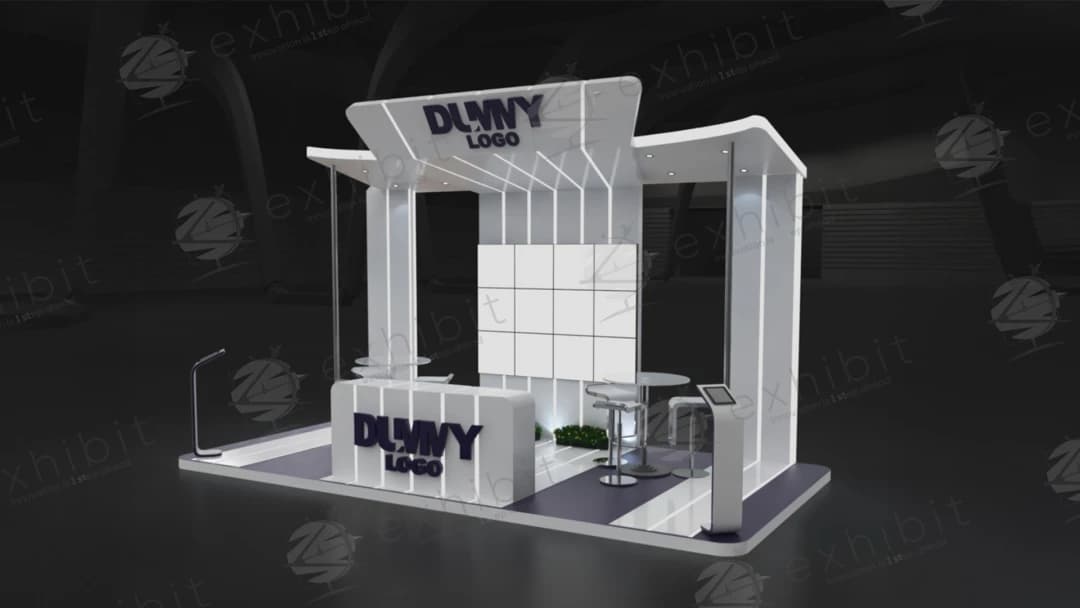 Vivid Strips Curved Semi-Island 3x6 Booth