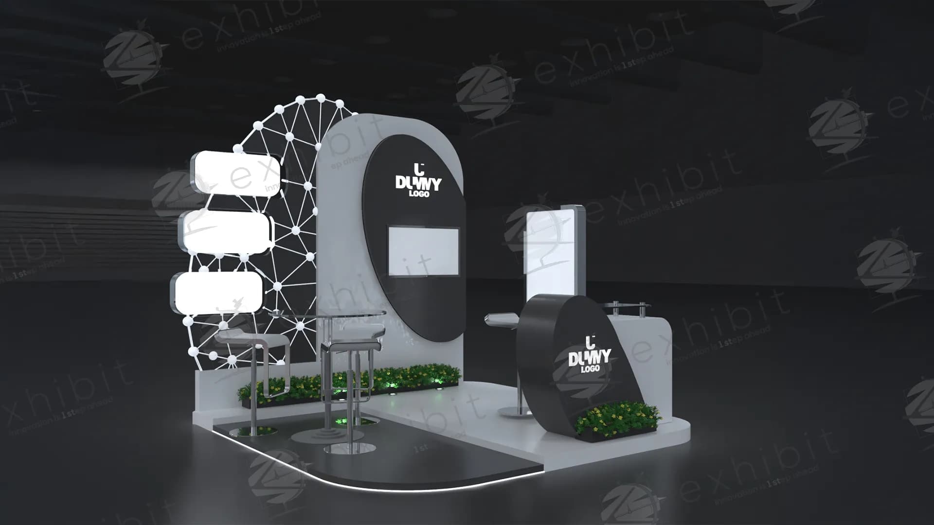 Connected Network Semi-Island Curved 3x3