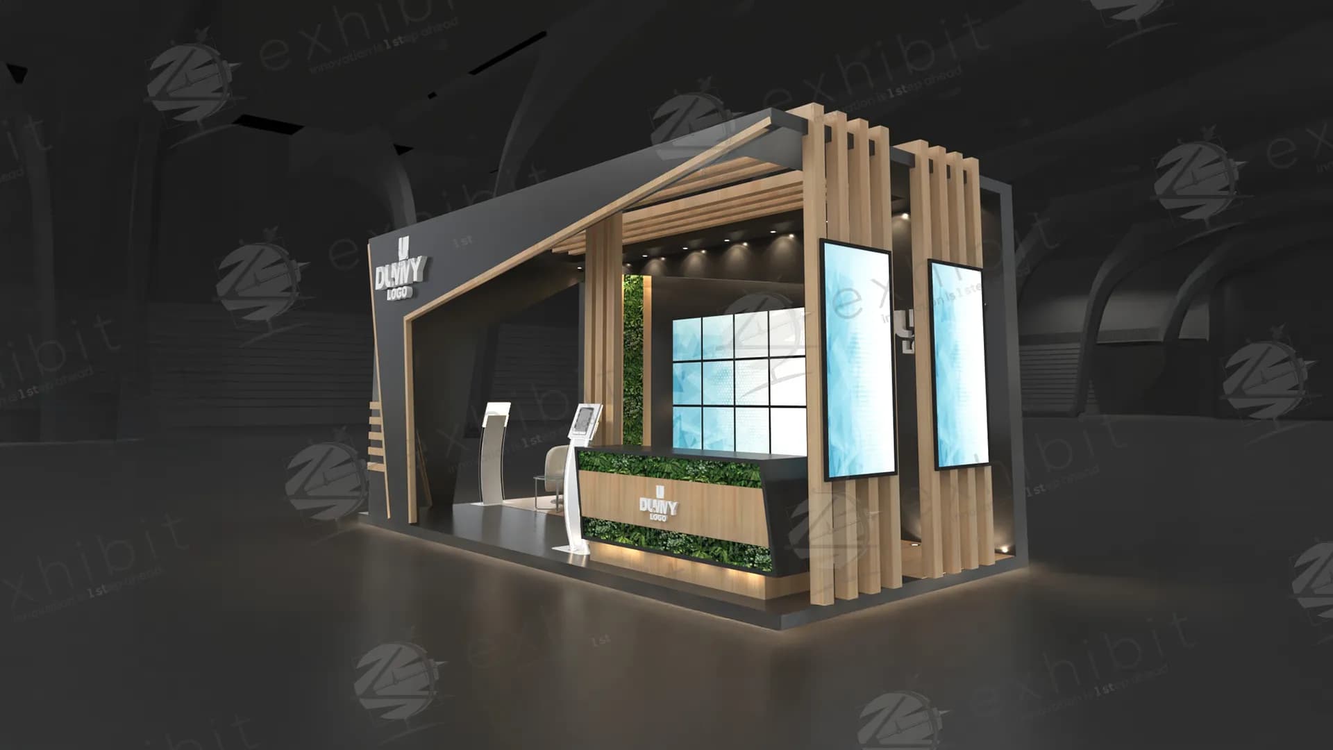 Timber Arc Straight Semi-Island 3x6 Booth