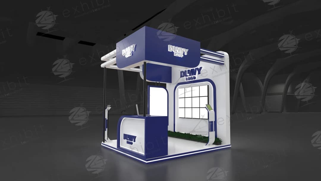 Navy Crown Straight Semi-Island 3x3 Booth