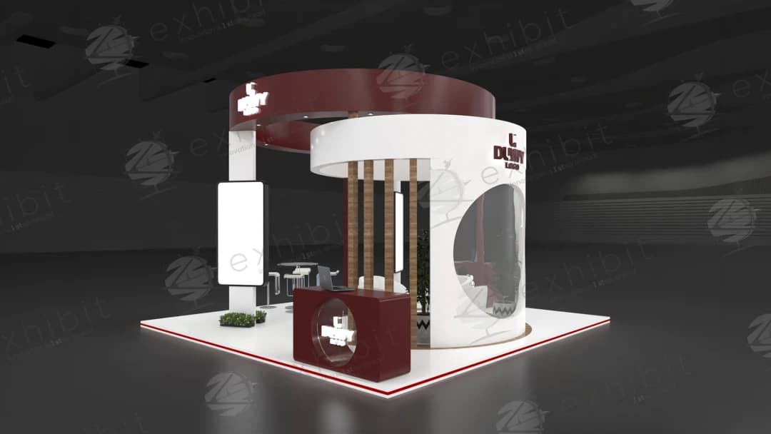 Focus Cylinder Curved Island 6x6 Booth