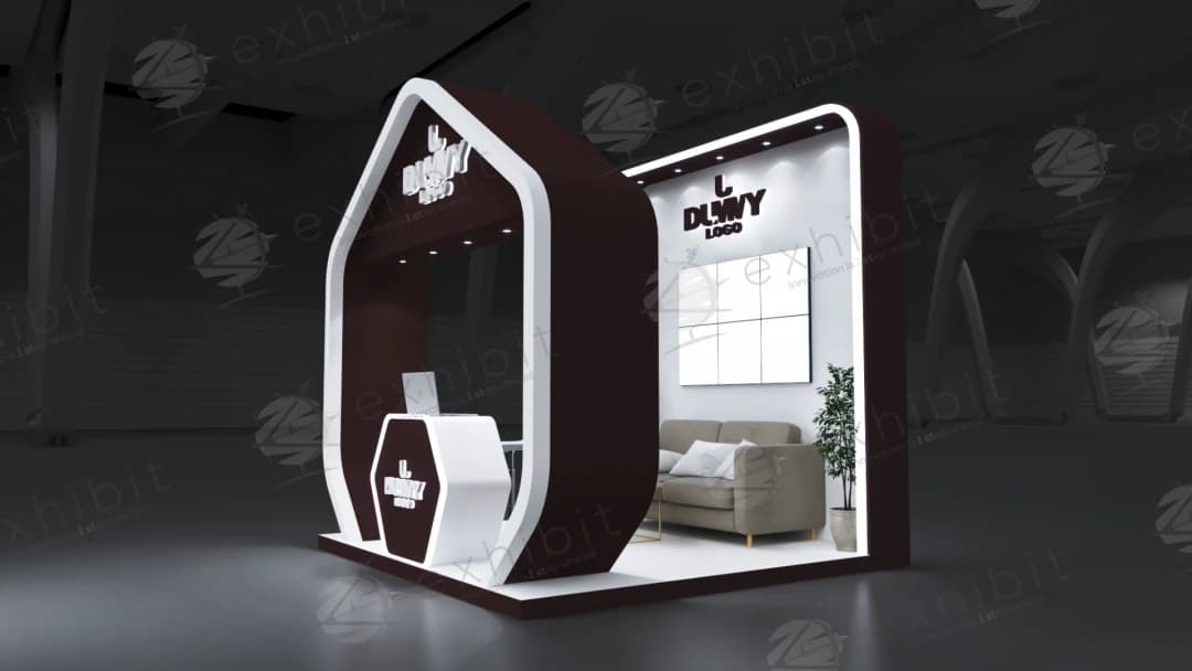 Crimson Gable Straight Semi-Island 3x3 Booth