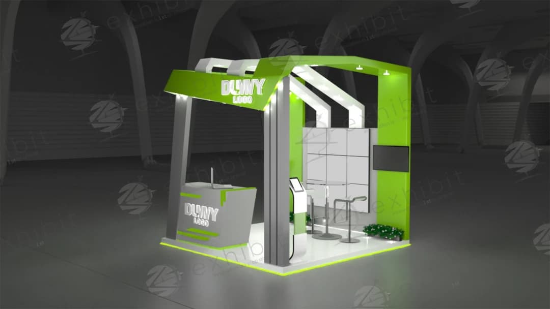 Lime Gantry Straight Semi-Island 3x3 Booth