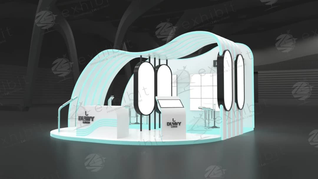 Aqua Wave Curved Semi-Island 6x6 Booth