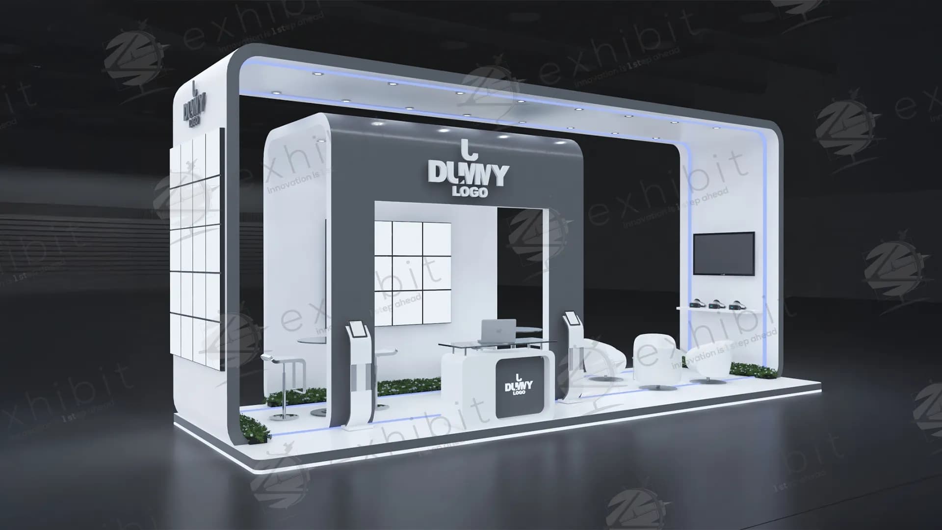 Minimalist Frame Curved Semi-Island 3x9 Booth