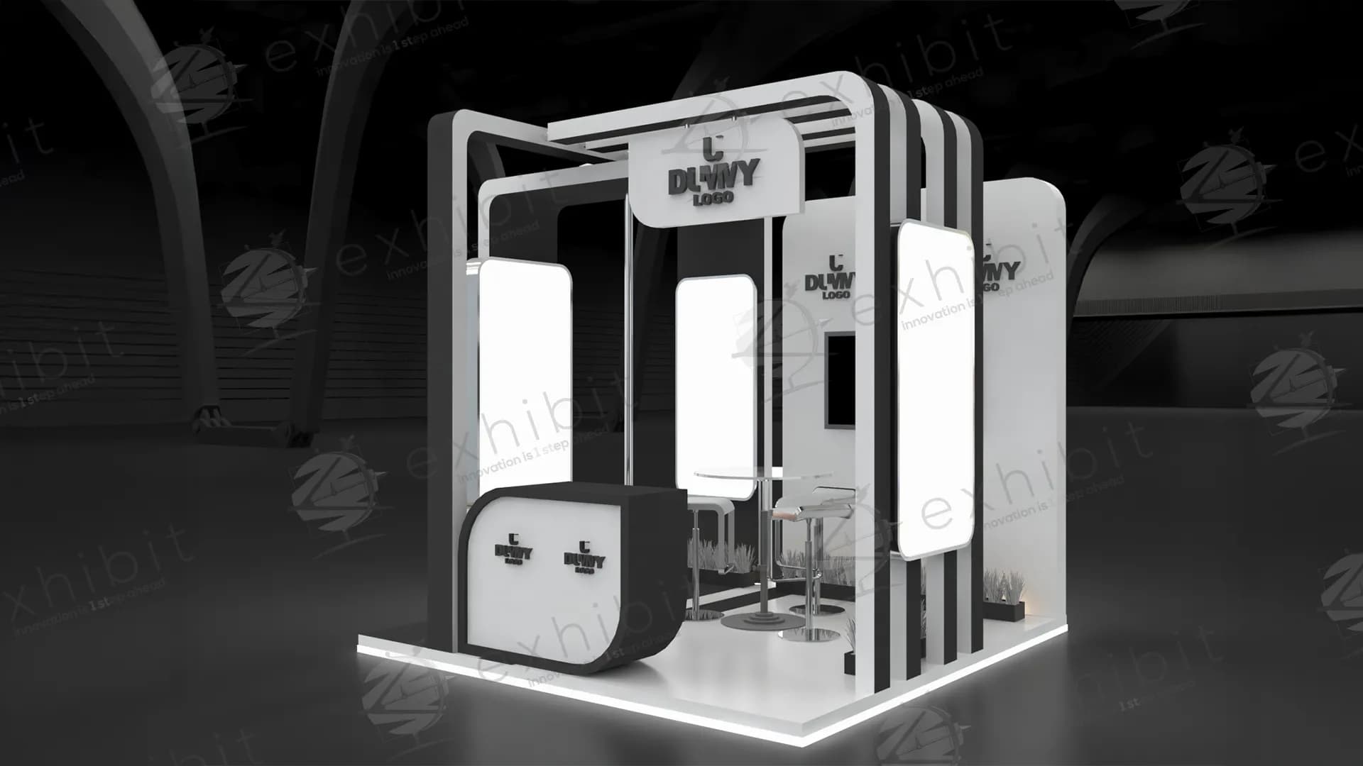 Stripe Straight Semi-Island 3x3 Booth
