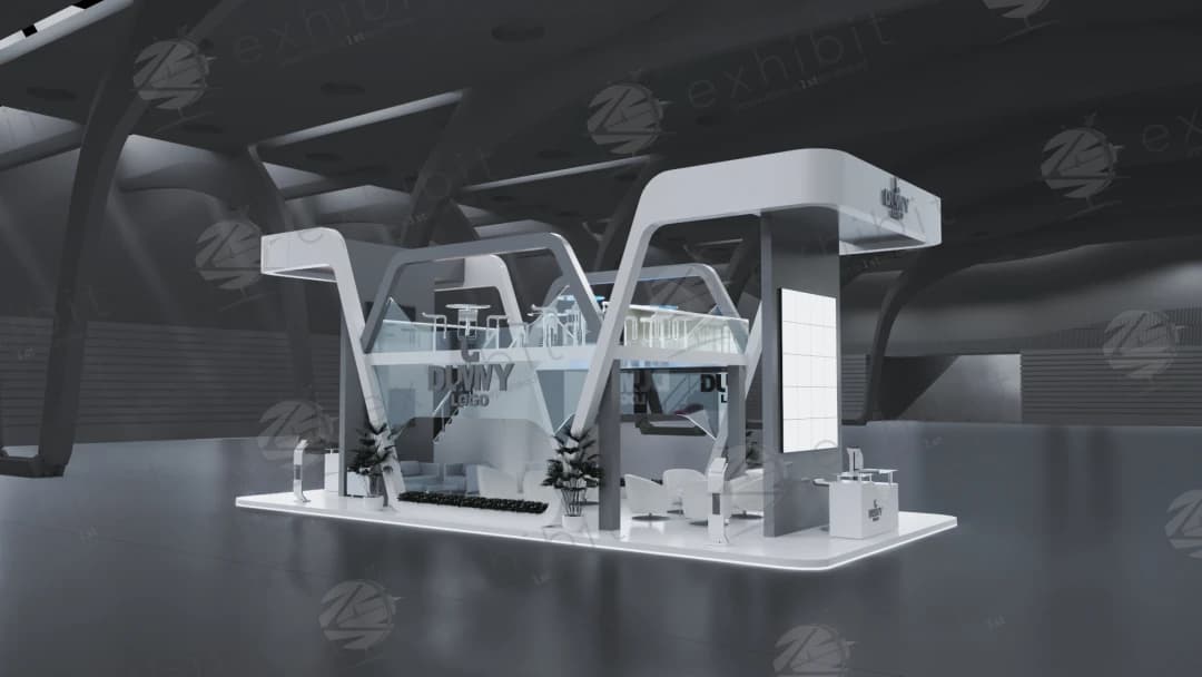 Helical Horizon Curved Island Double Decker Booth