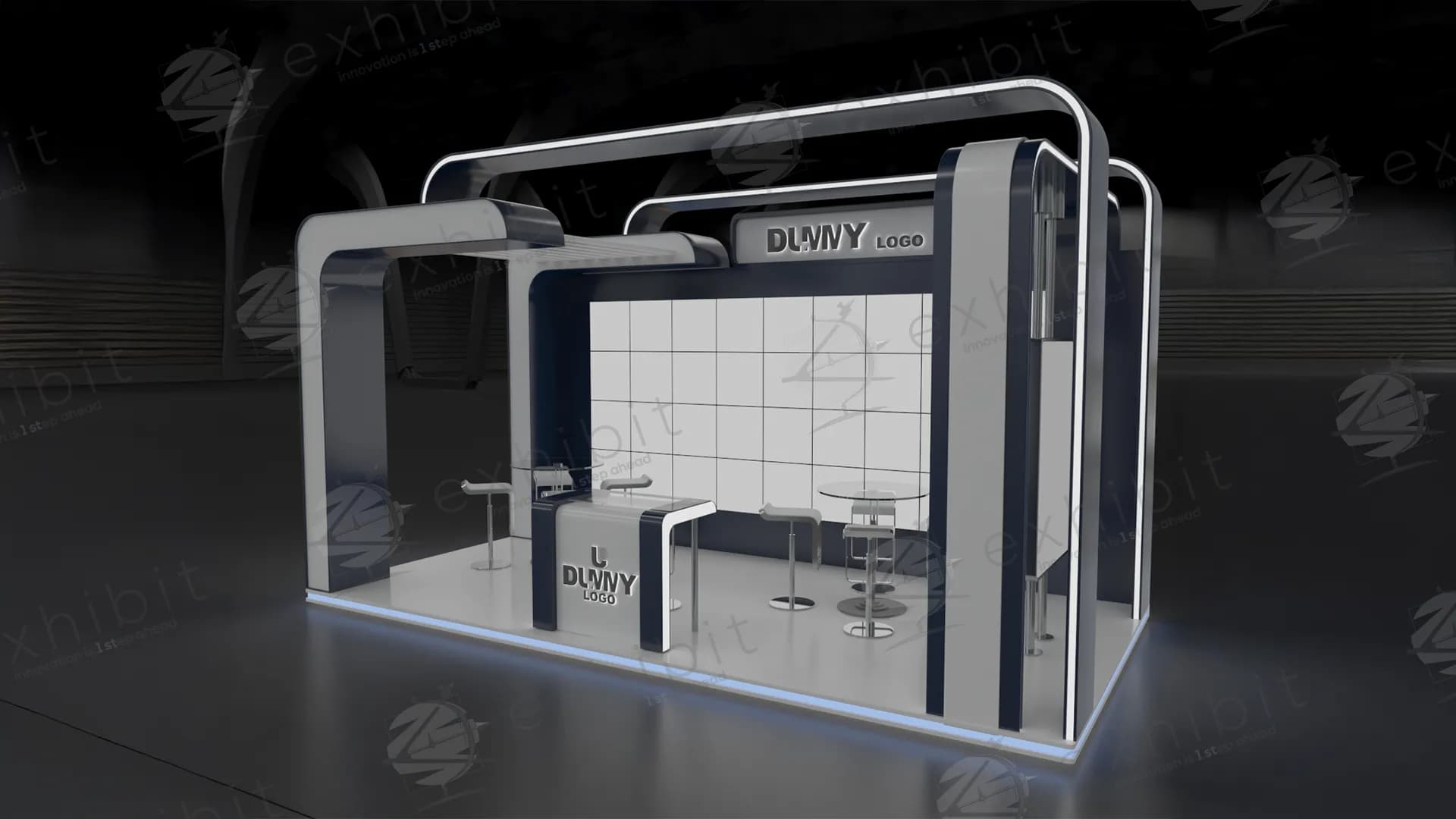 Frame Grid Straight Semi-Island 3X6 Booth