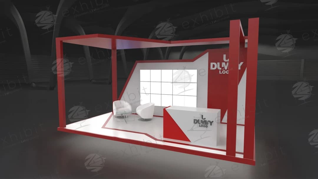 Scarlet Lines Straight Semi-Island 3x6 Booth