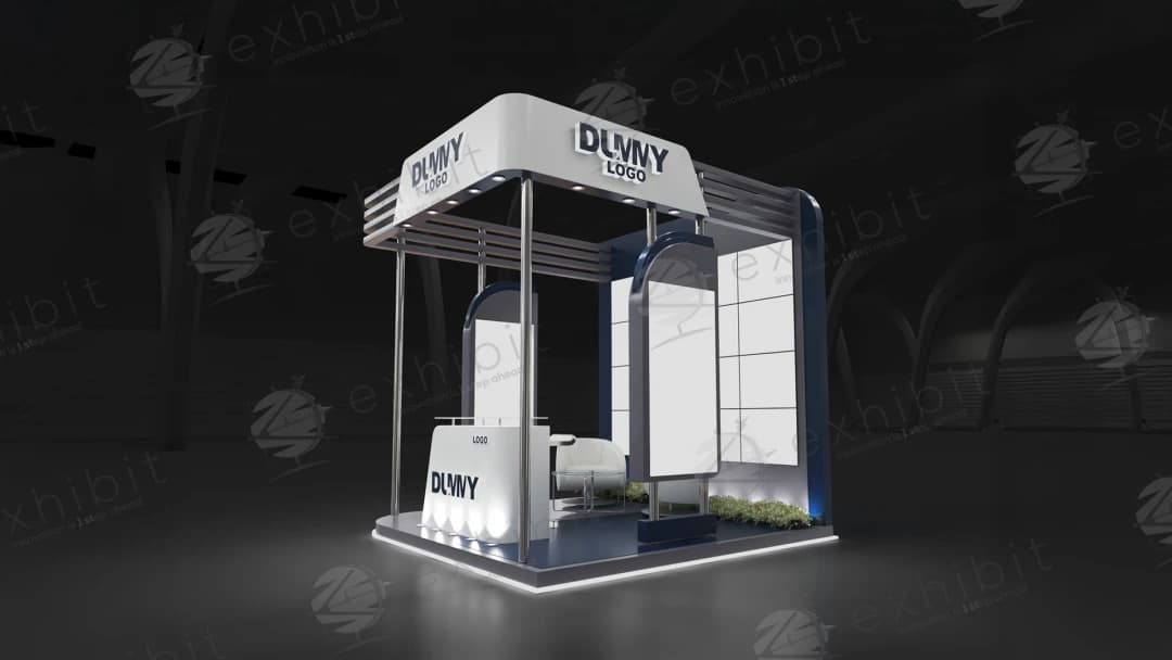 Navy Nautical Curved Semi-Island 3x3 Booth