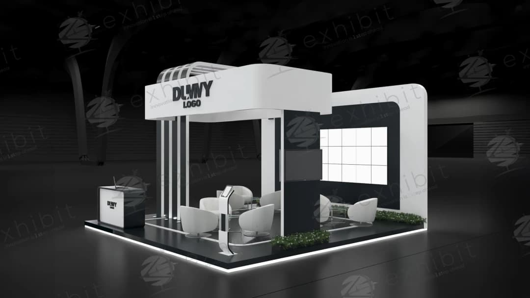 Monochrome Cube Straight Semi-Island 6x6 Booth