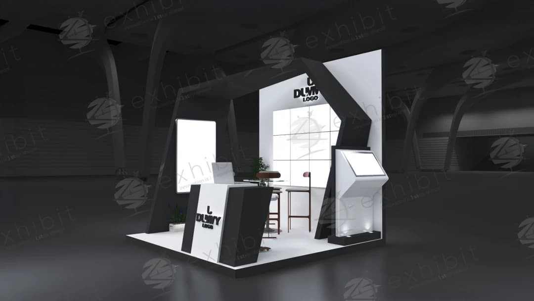 Vertex Kiosk Straight Semi-Island 3x3 Booth