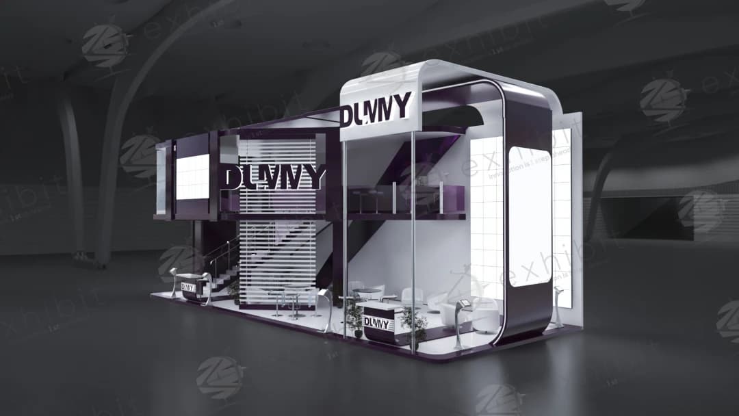 Velox Terrace Curved Semi-Island Double Decker Booth
