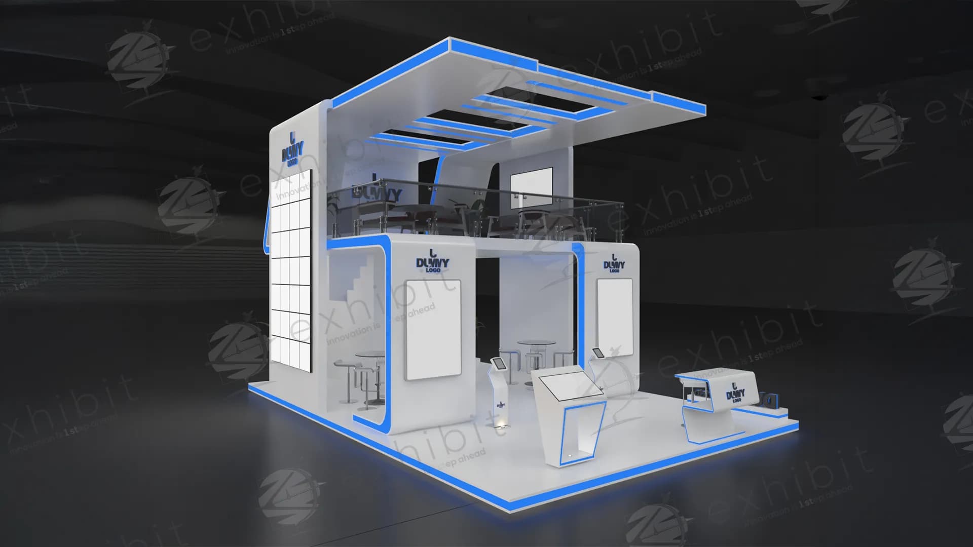 Sky Double Decker Straight Semi-Island Booth