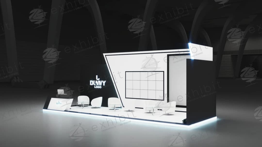 Angular Monolith Straight Semi-Island 3x9 Booth