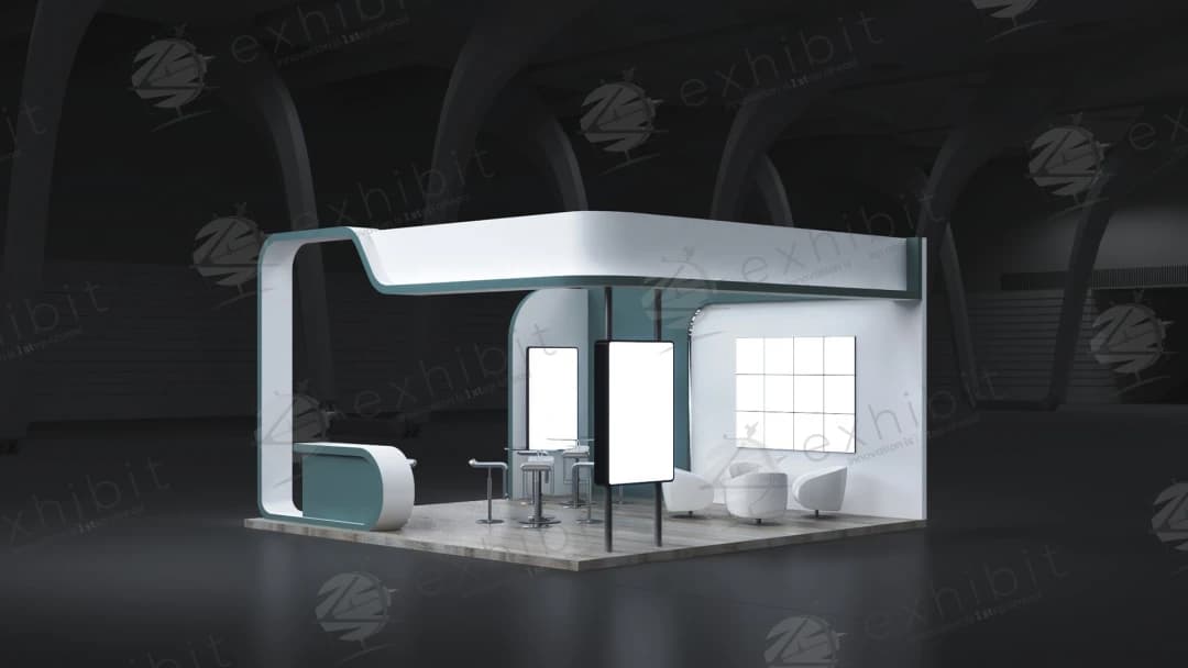 Celadon Rib Straight Semi-Island 6x6 Booth