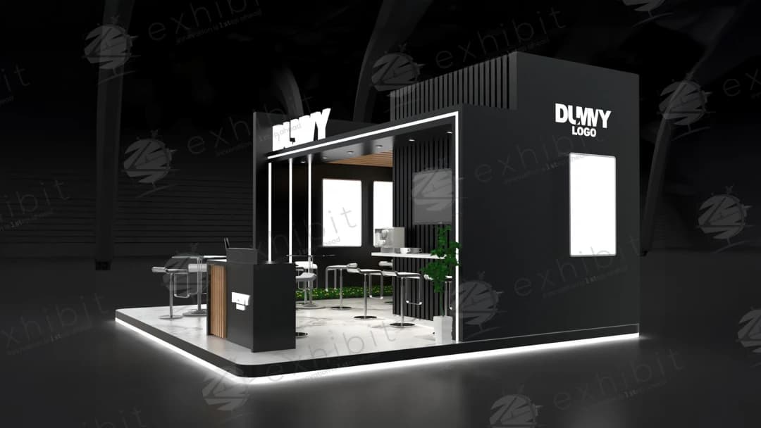 Fluted Pavilion Straight Semi-Island 6x6 Booth