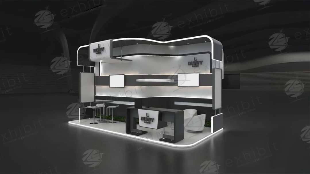 Slate Pillar Straight Semi-Island 3x3 Booth