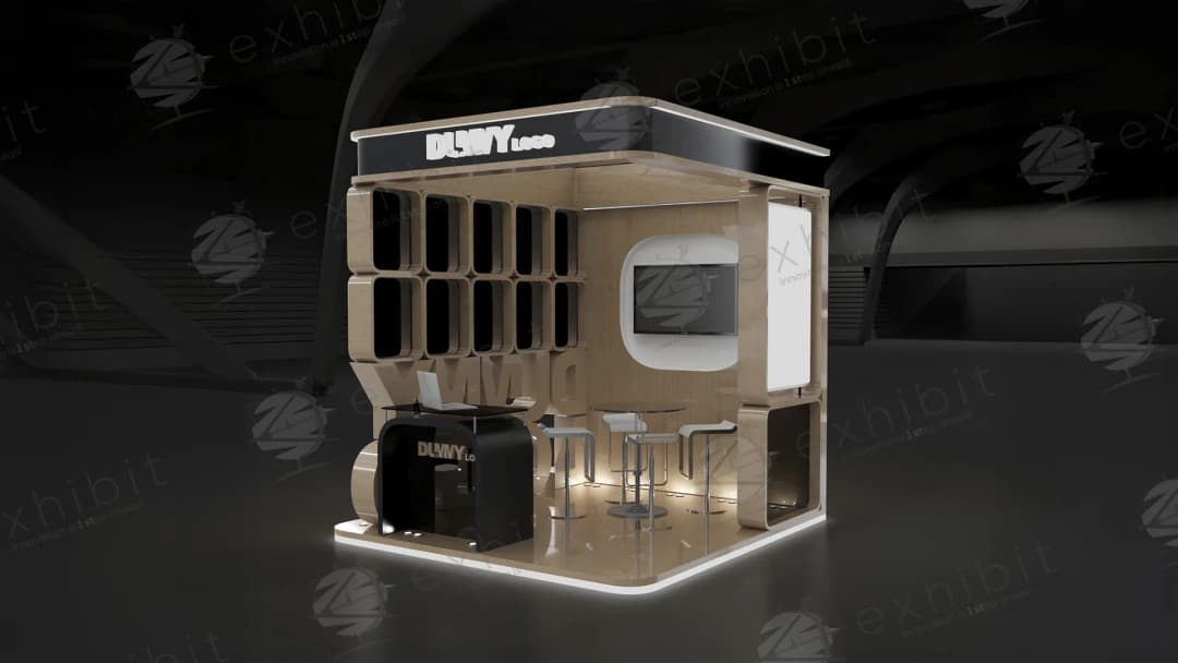Honeycomb Timber Straight Semi-Island 3x3 Booth