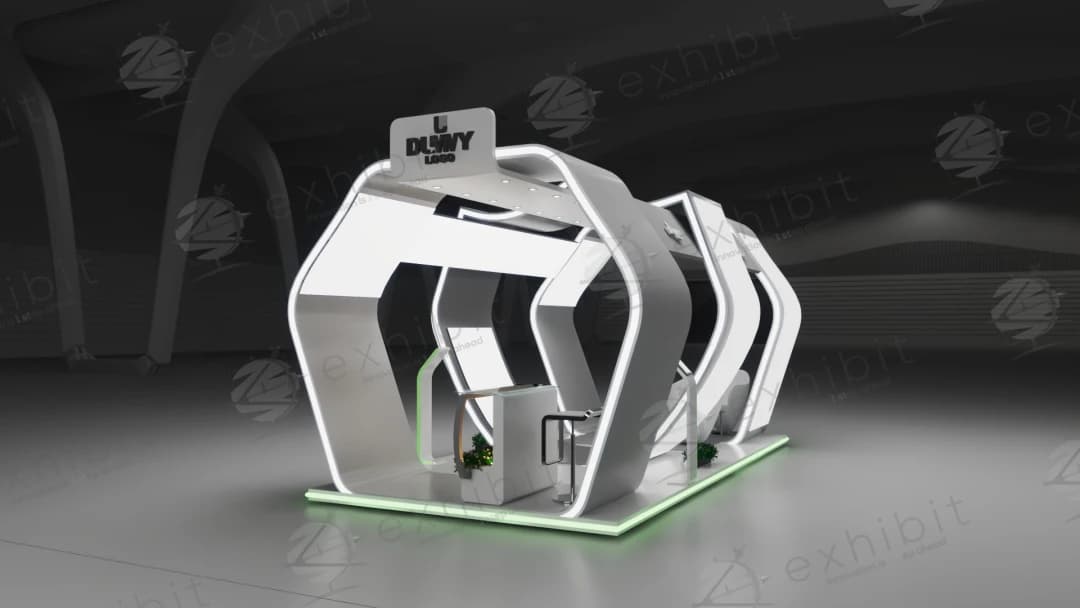Sculptural Loop Curved Island 3x6 Booth