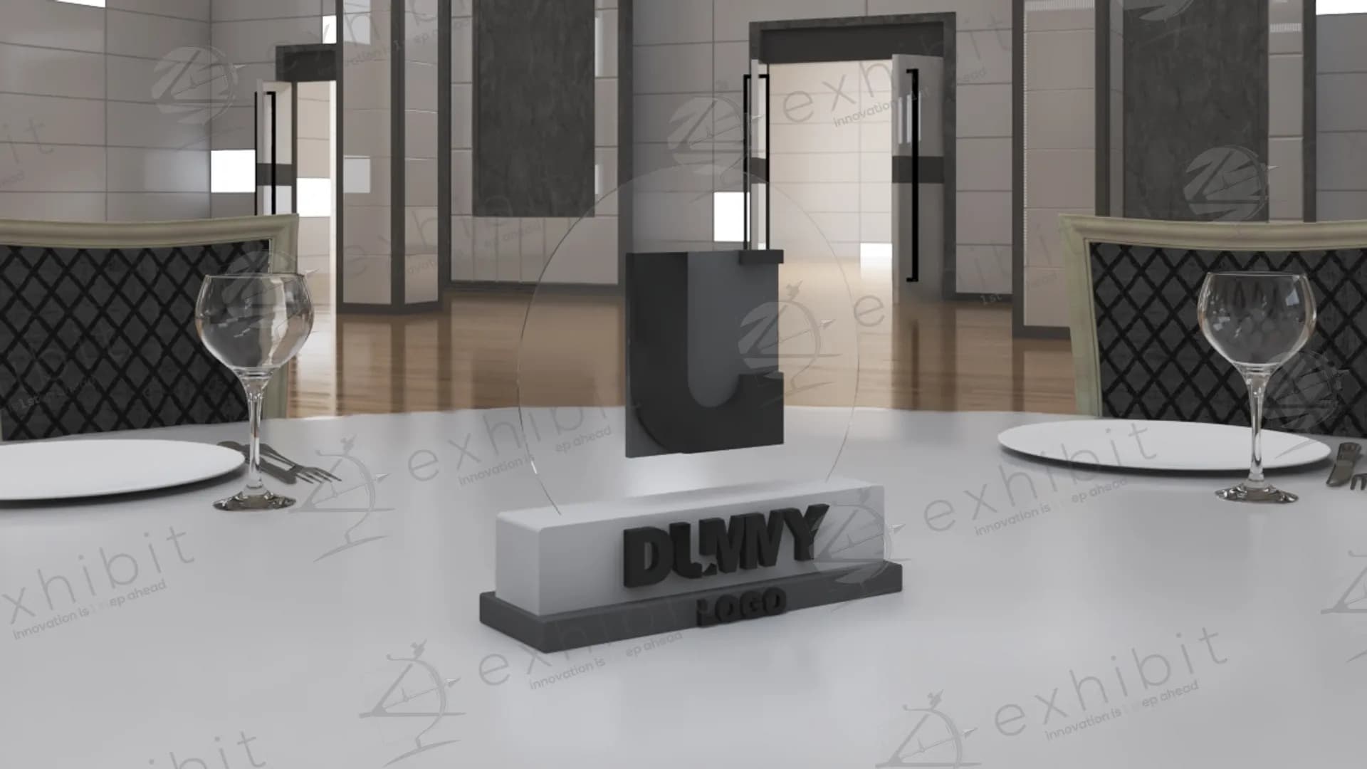Floating Logo Block Straight Centerpiece