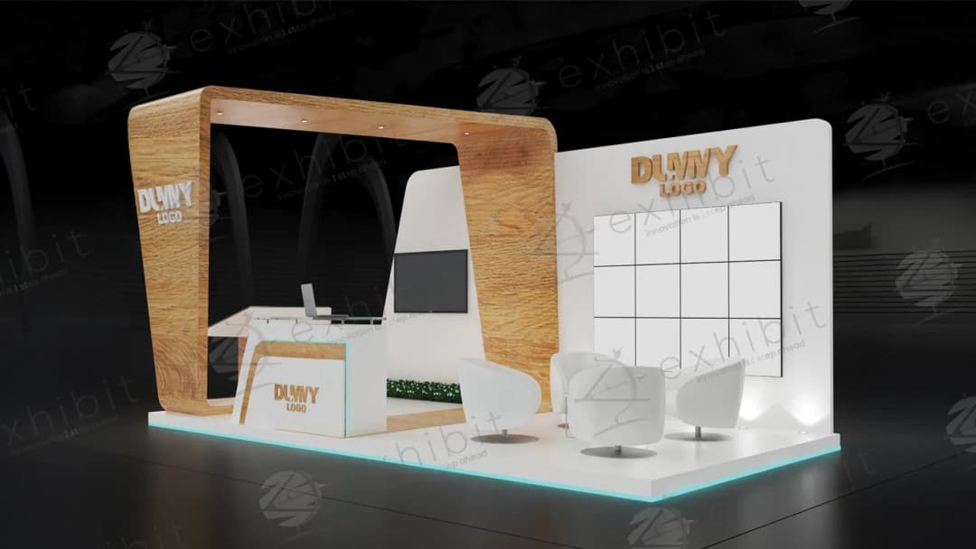 Timber Gateway Curved Semi-Island 3x6 Booth
