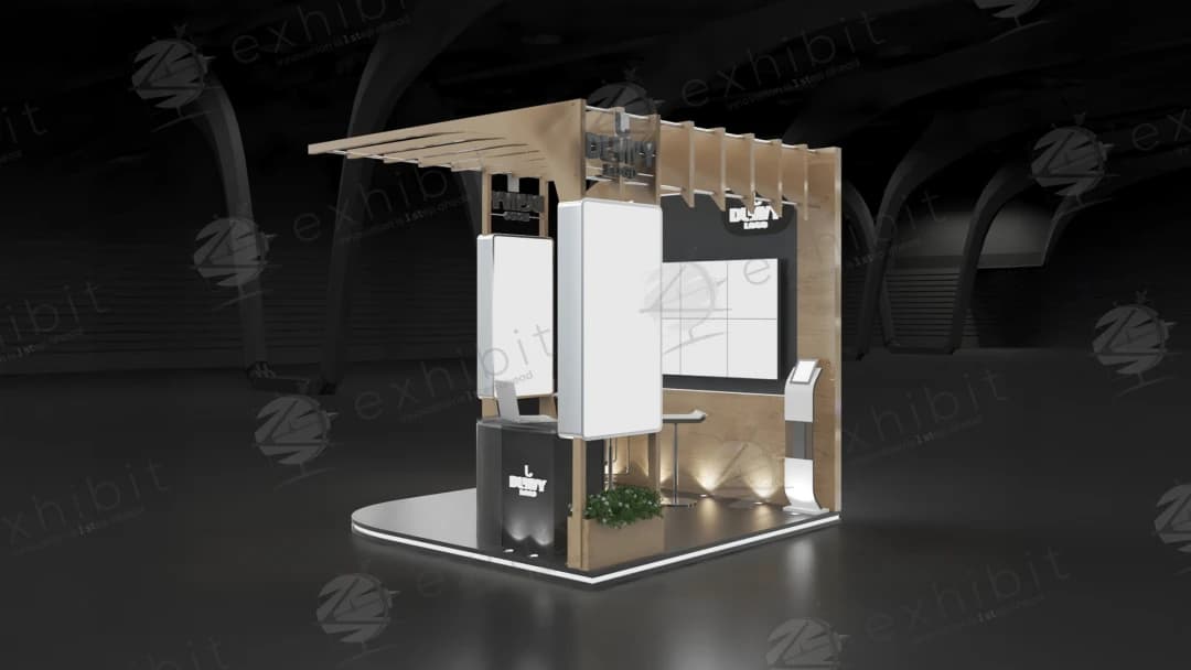 Timber Trellis Straight Semi-Island 3x3 Booth