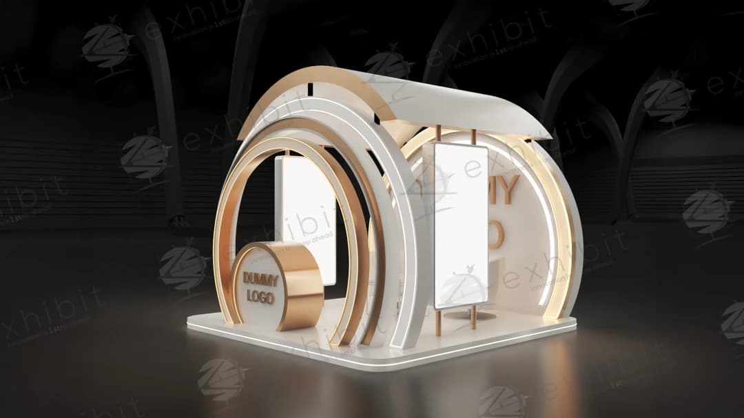 Arched Circles Curved Semi-Island 3x3 Booth