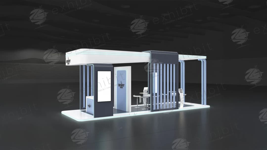 Illuminated Ribbon Straight Island 3x9 Booth