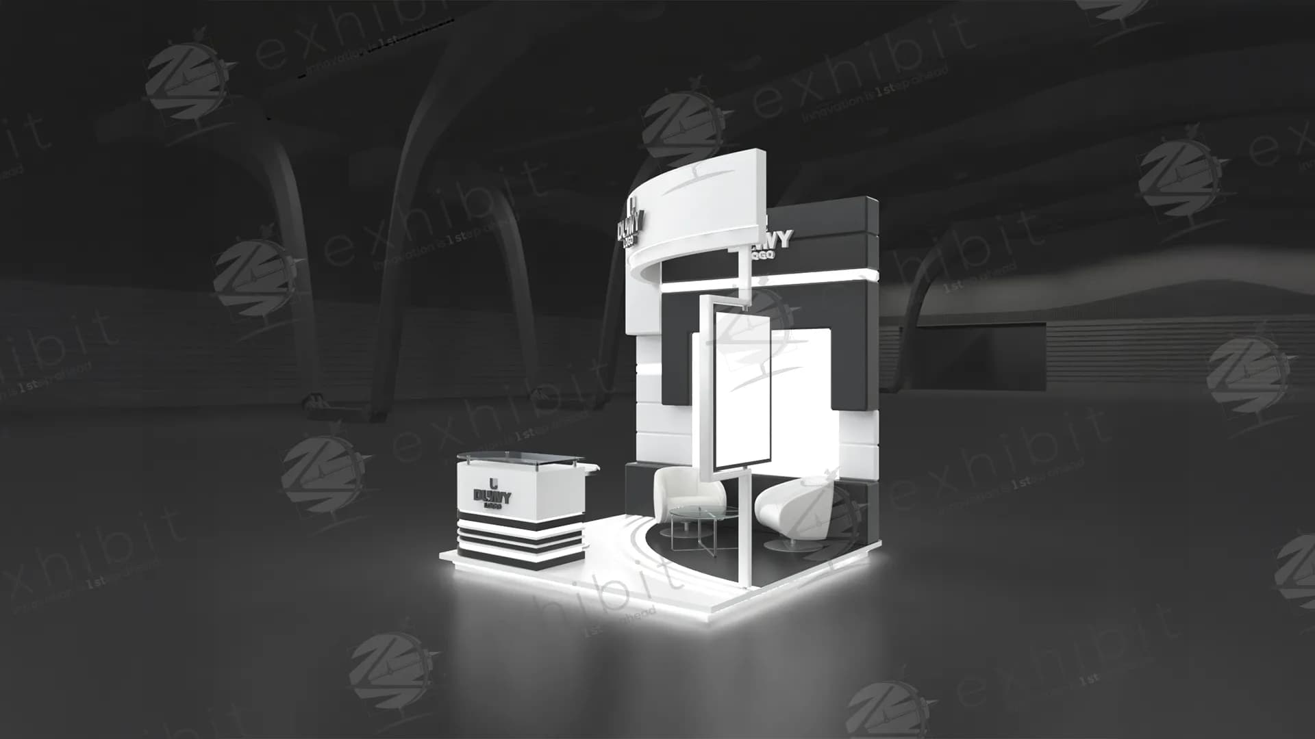 Onyx Orbit Curved Semi-Island 3x3 Booth