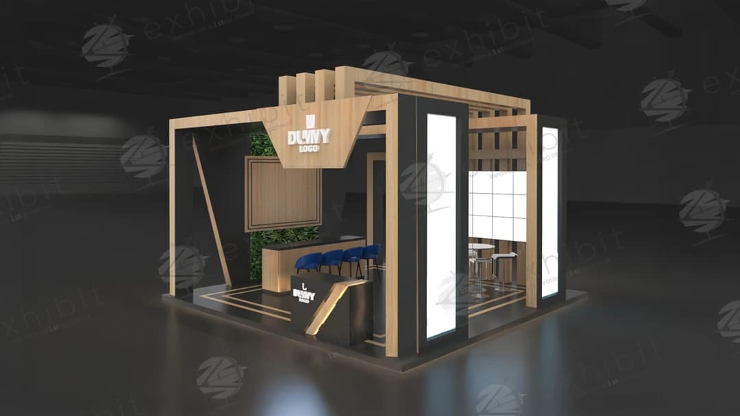 Nordic Slat Straight Semi-Island 6x6 Booth