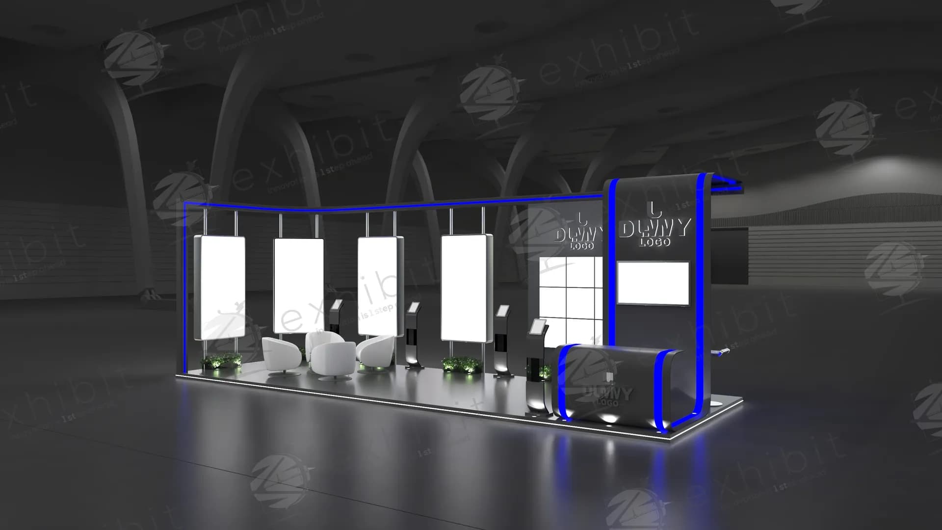 Static Midnight Curved Semi-Island 3x9 Booth