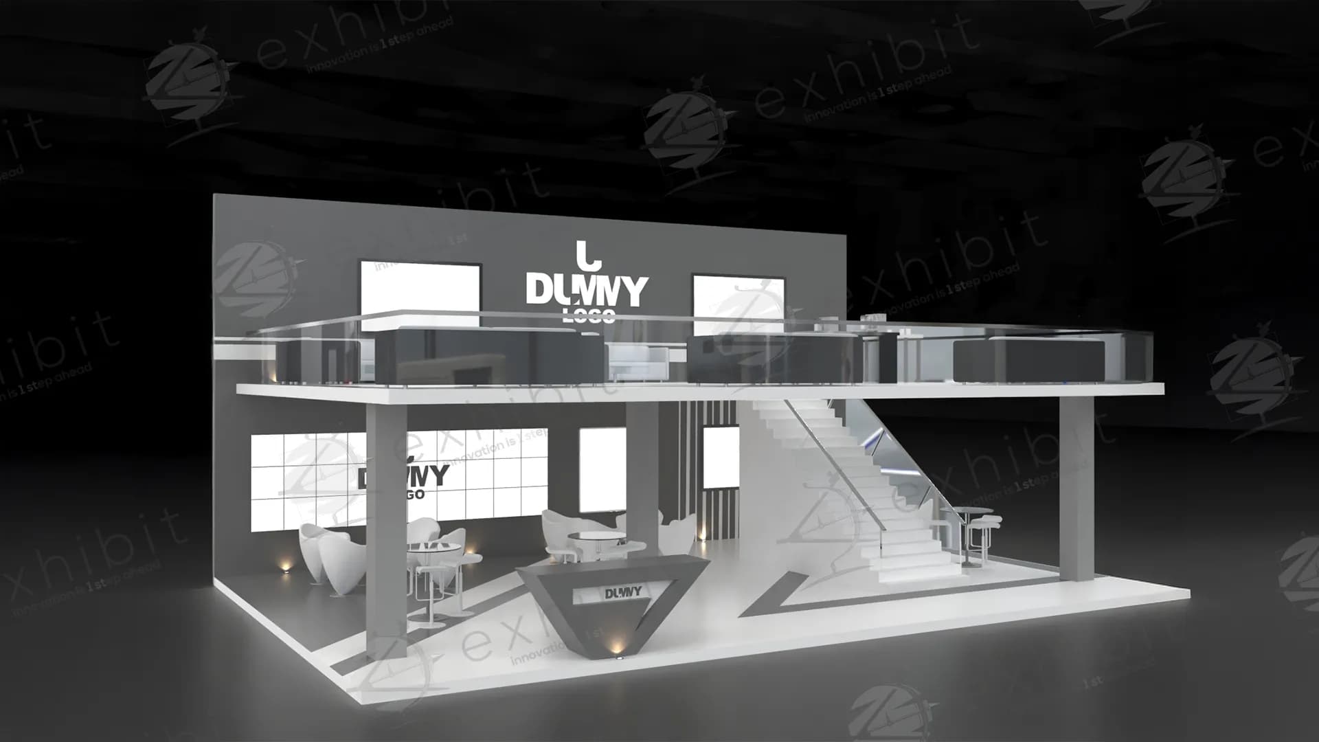 Timber Arch Double Decker Straight Semi-Island Booth