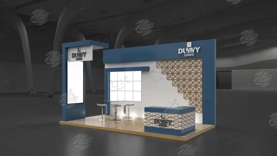 Lattice Gold Straight Semi-Island 3x6 Booth