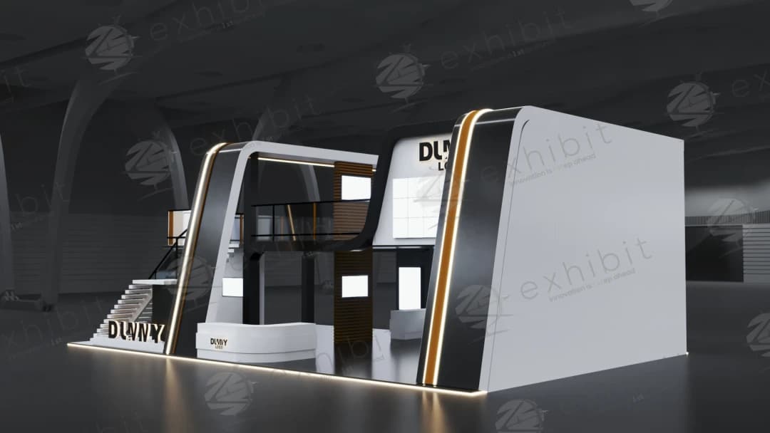 Kinetic Overlook Curved Semi-Island Double-Decker Booth