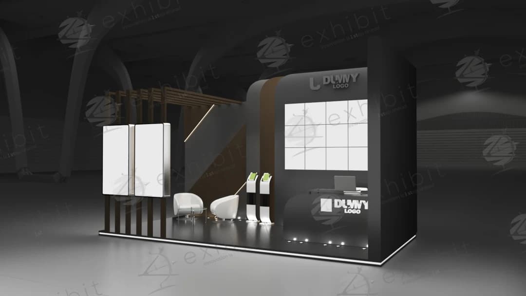 Aero Timber Curved Semi-Island 3x6 Booth
