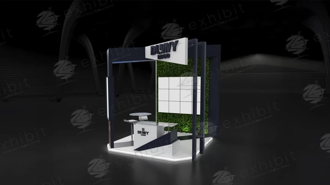Verdant Navy Straight Semi-Island 3x3 Booth