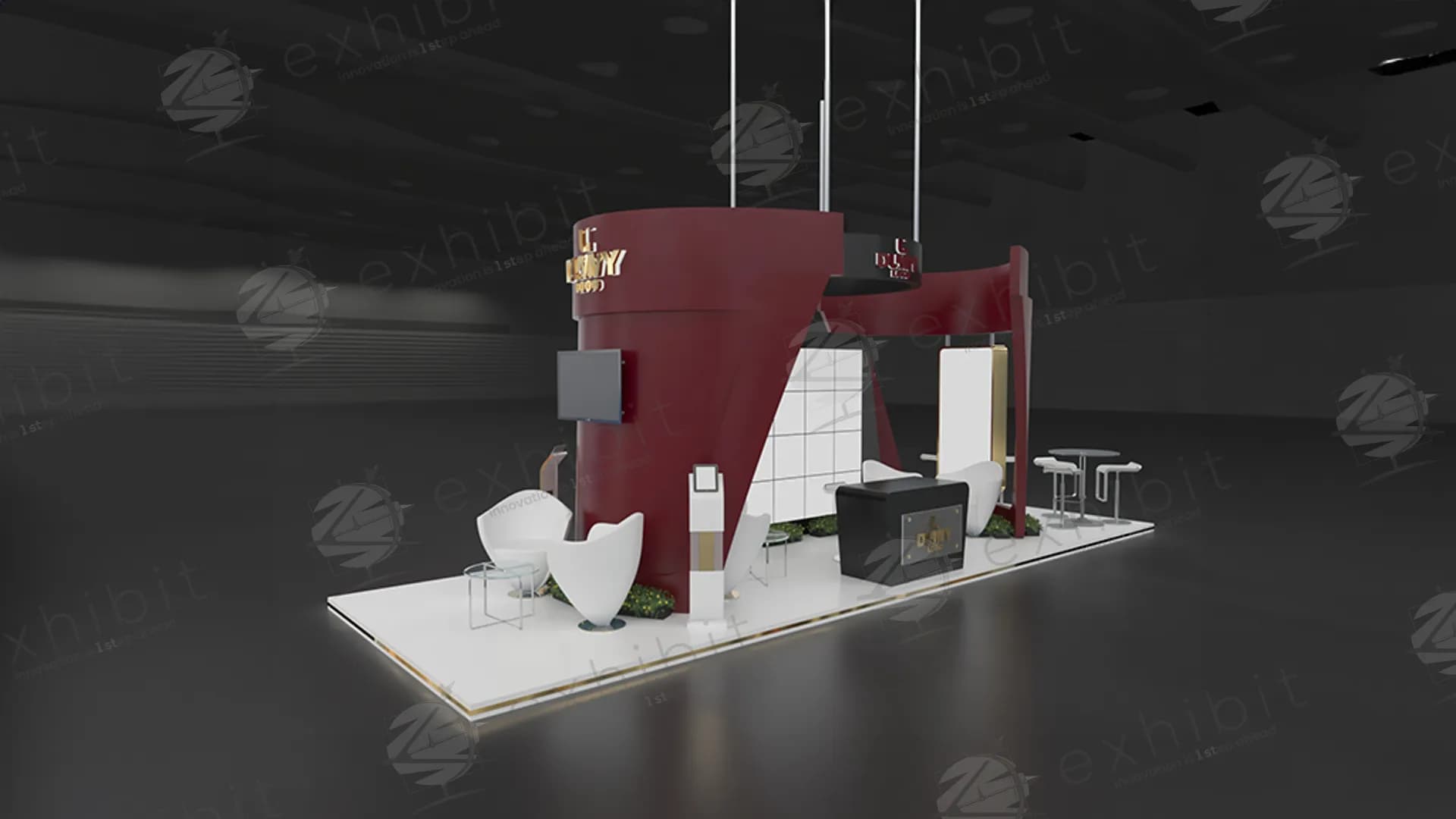 Noir Elite Curved Semi-Island 3x9 Booth