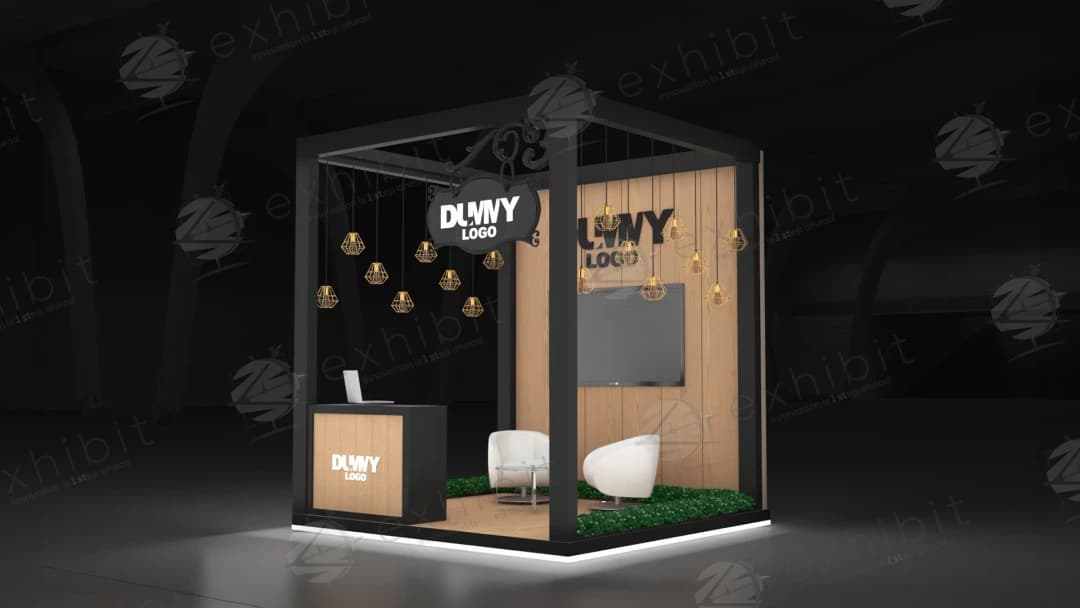 Rustic Loft Straight Semi-Island 3x3 Booth