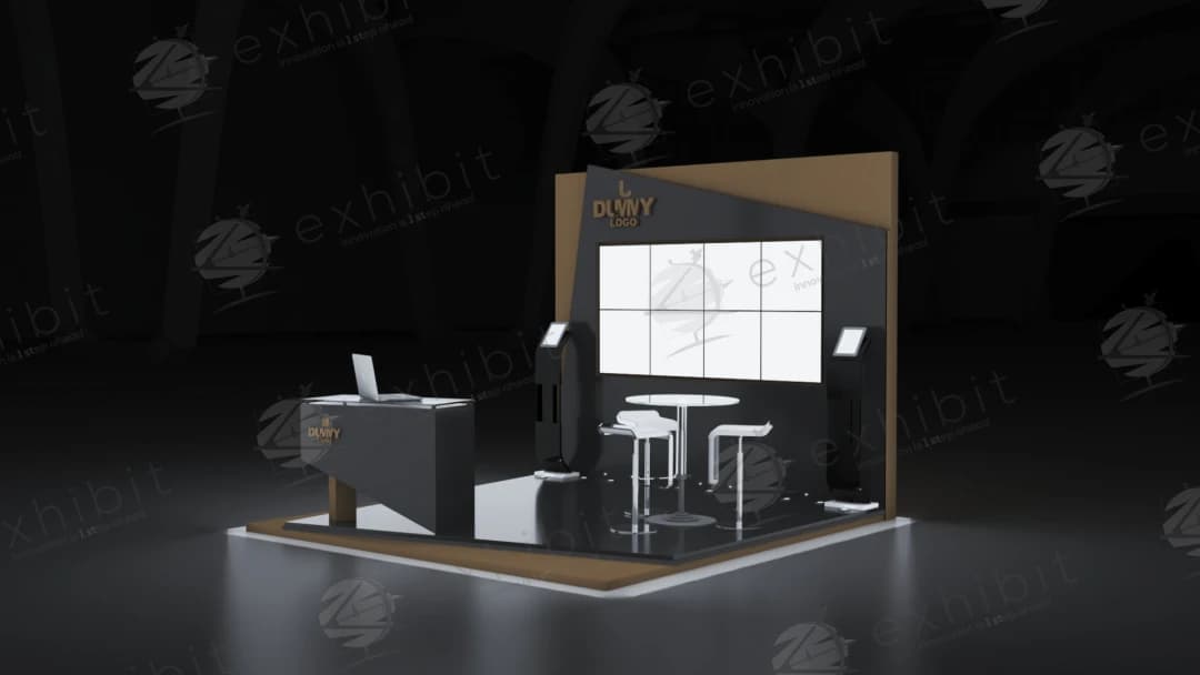 Graphite Slice Straight Semi-Island 3x3 Booth