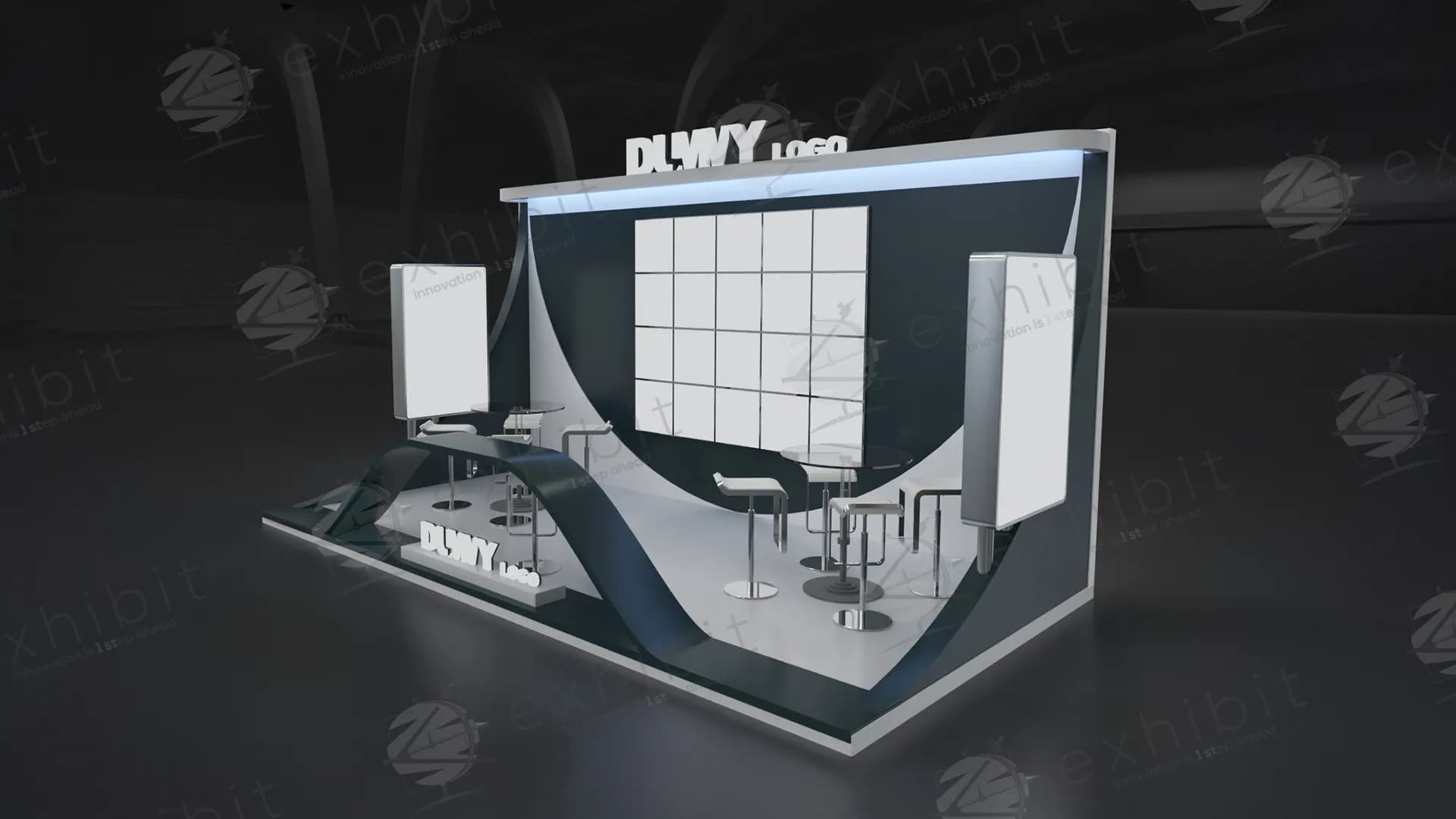 Graphite Wave Curved Semi-Island 3x6 Booth