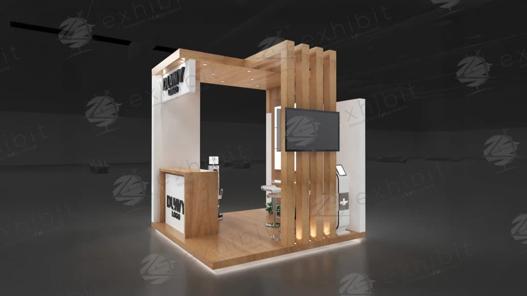 Timber Vertical Straight Semi-Island 3x3 Booth