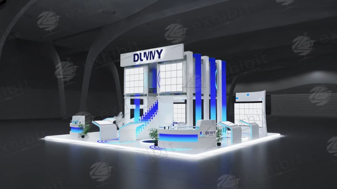 Aero Stratum Straight Semi-Island Double Decker Booth