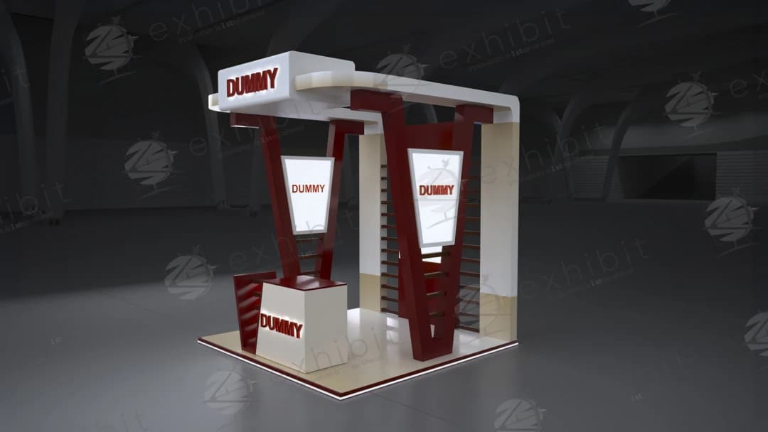 Bordeaux V-Strut Straight Semi-Island 3x3 Booth