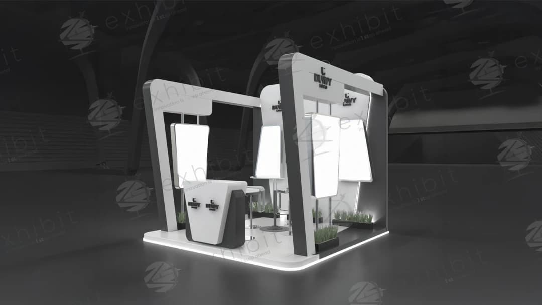 Sharp Prism Curved Semi-Island 3x3 Booth