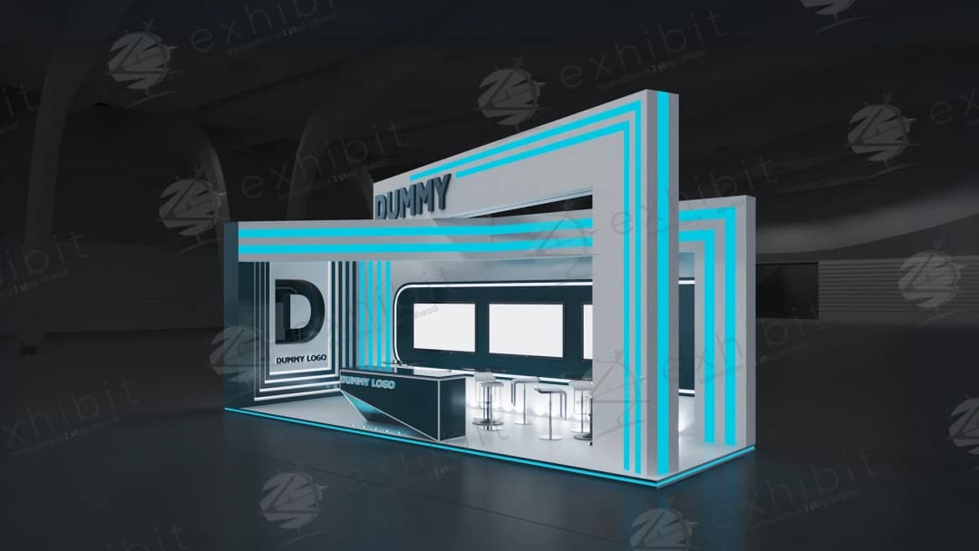 Neon Trace Straight Semi-Island 3x9 Booth
