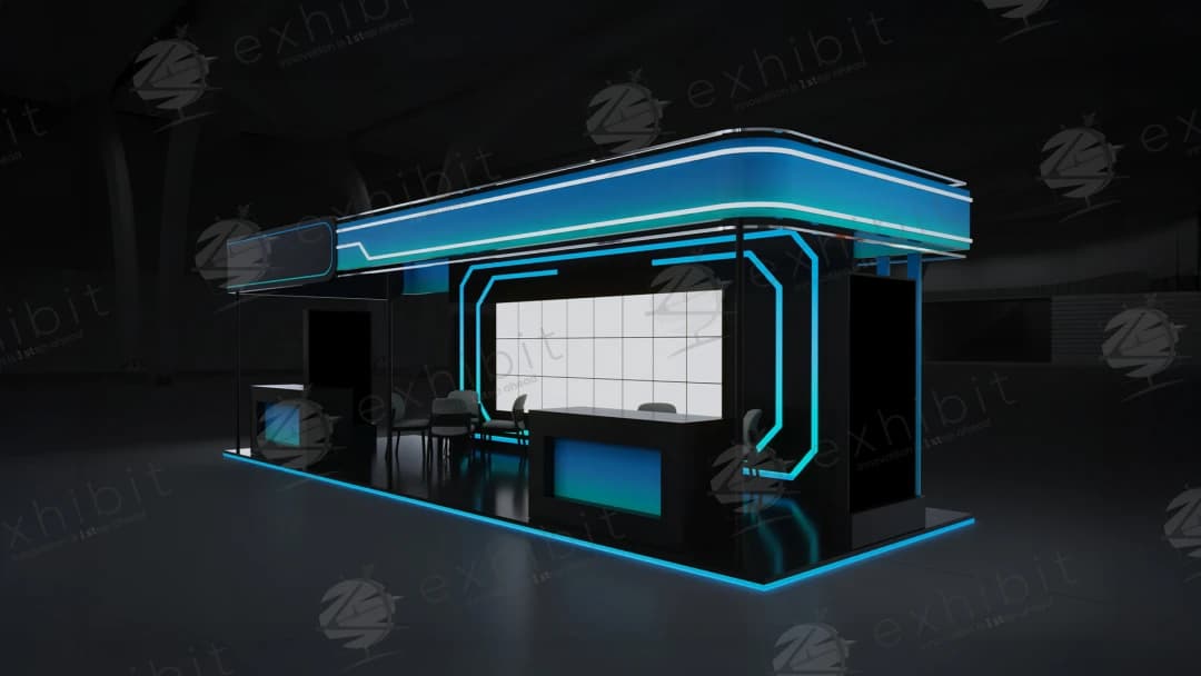 Neon Circuit Straight Semi-Island 3x9 Booth