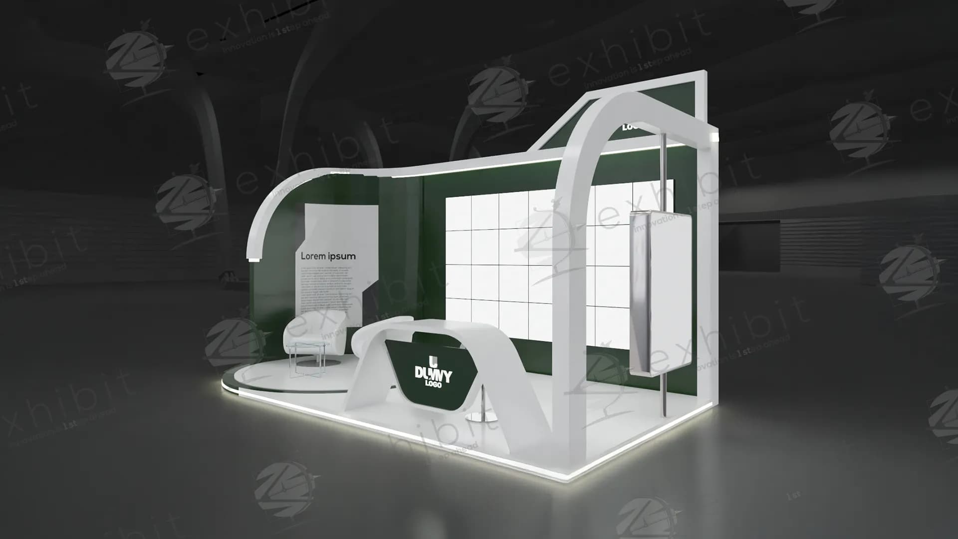 Asymmetric Curved Semi-Island 3x6 Booth